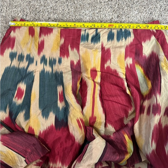 Lauren Ralph Lauren Pleated 100% Silk Skirt 12 Aztec ethnic western pockets full - Picture 6 of 9